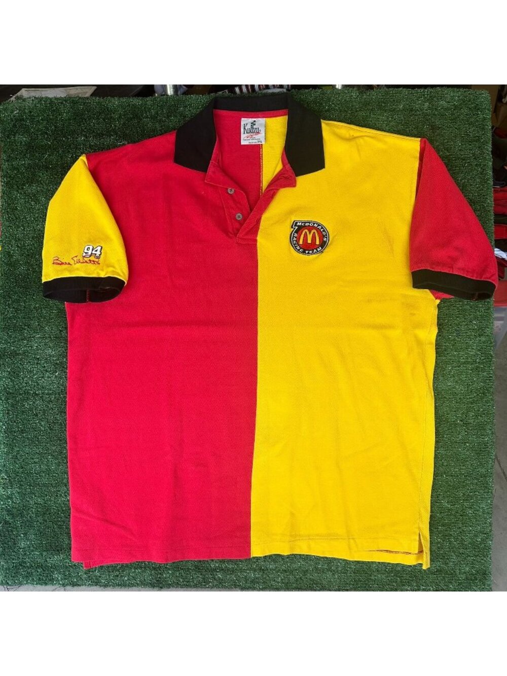 Vintage 90s NASCAR McDonald's Racing Team Polo Shirt Bill Elliott Two Tone XXL